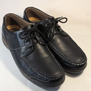 Solo Men's Size 11 Black Faux Leather Loafers Lace-Up Boat Shoes